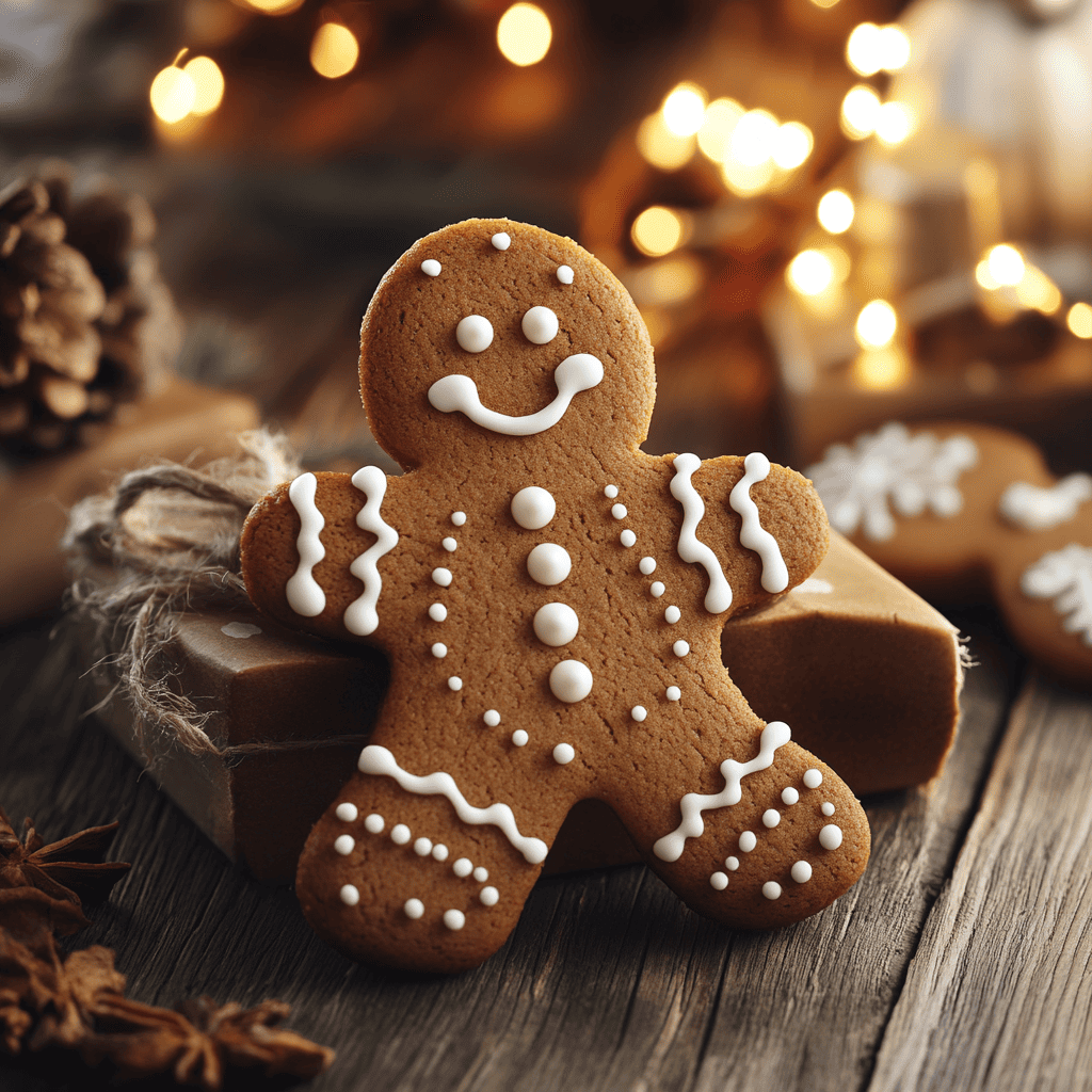 A plate of freshly baked gingerbread cookies decorated.